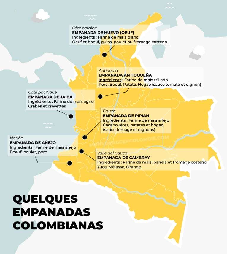 Carte des empanadas en Colombie