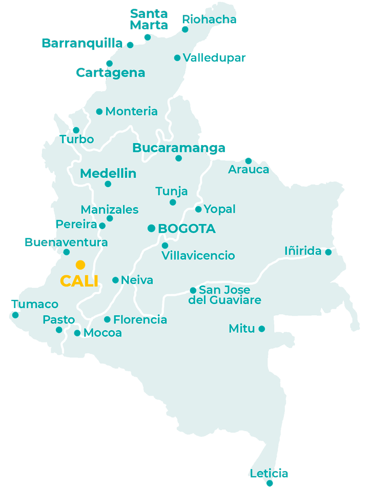 Carte de la Colombie avec Cali
