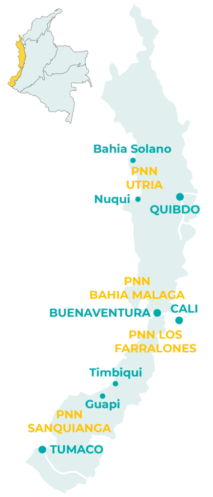 Carte de la région pacifique en Colombie