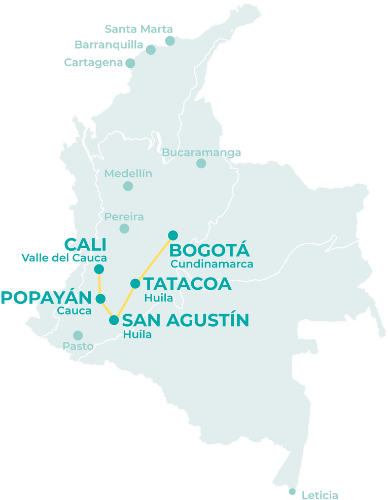 Itinéraire de 3 semaines entre Bogota et Cali, sur la route du sud de la Colombie